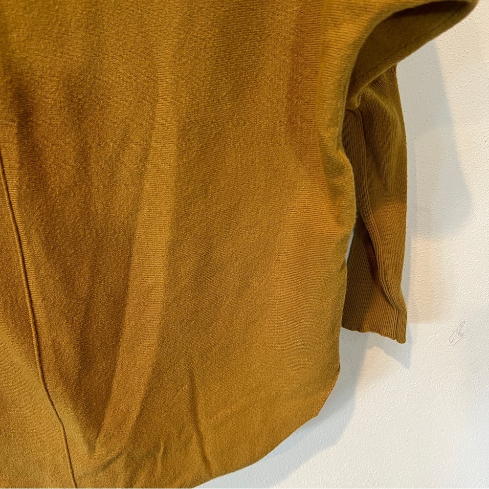 Charlie B Dolman Sleeve Mustard Knit Sweater Rounded Hem Rough Hem Neckline - Picture 7 of 8